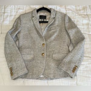 EUC Grey Herringbone Print J Crew Wool Schoolboy Blazer Sz Small